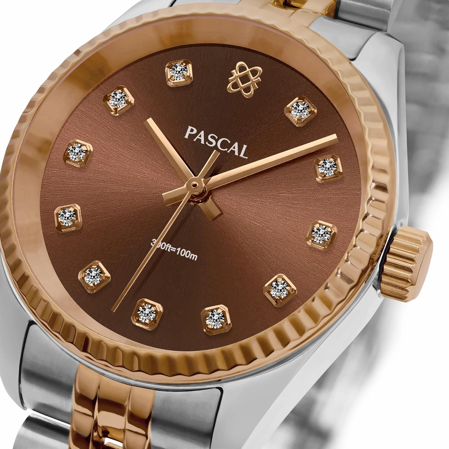 PASCAL Timeless Classic Diamond Stainless Steel Watch for Men and Women, Swiss Quartz Movement, Luxury Silver & Rose Gold Wrist Watch, Sapphire Crystal 10ATM Waterproof, 31mm / 36mm