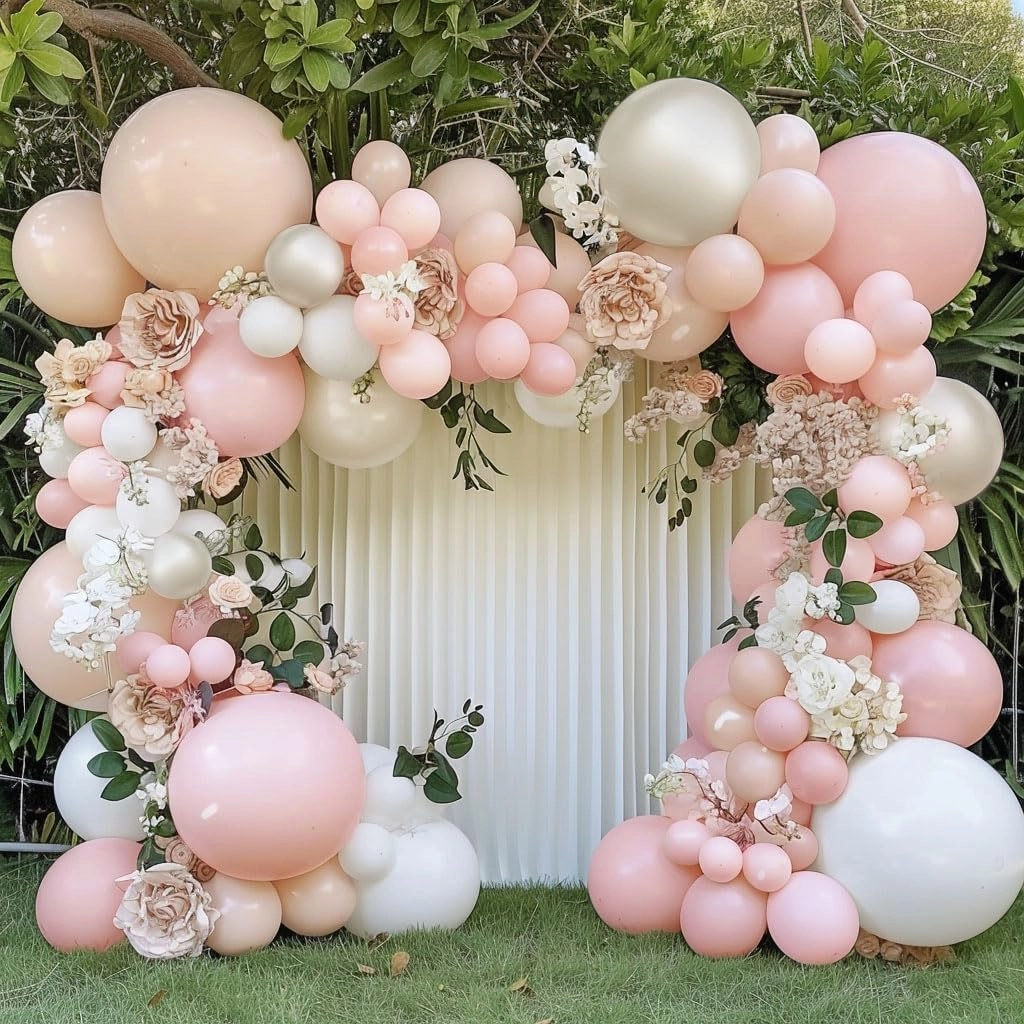 Pastel Pink Balloon Garland Double Stuffed Baby Pink Balloons Arch Light Pink Latex Balloons Different Sizes 18/12/5 Inch Macaron Balloon Kit for Baby Shower Wedding Princess Birthday Party Decor