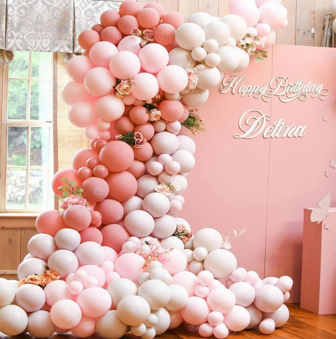 Pastel Pink Balloon Garland Double Stuffed Baby Pink Balloons Arch Light Pink Latex Balloons Different Sizes 18/12/5 Inch Macaron Balloon Kit for Baby Shower Wedding Princess Birthday Party Decor
