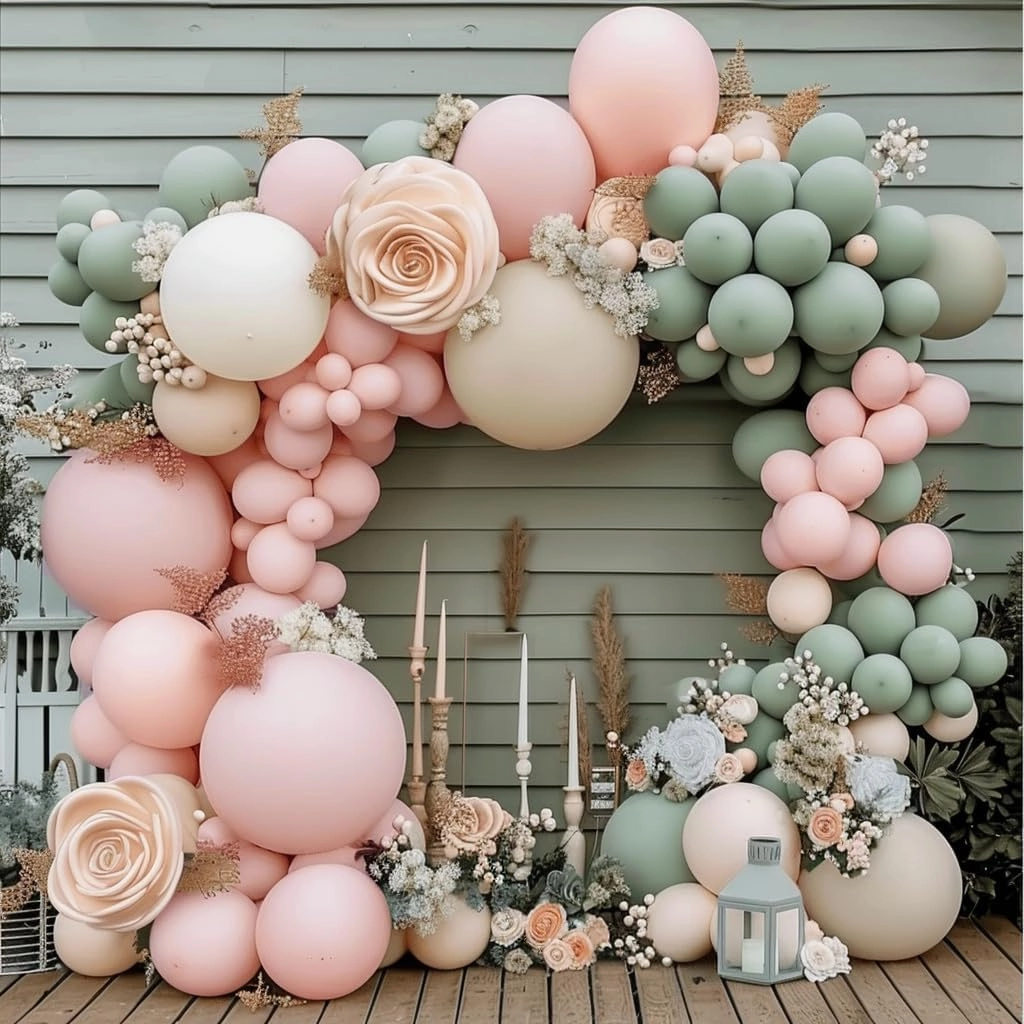 Pastel Pink Balloon Garland Double Stuffed Baby Pink Balloons Arch Light Pink Latex Balloons Different Sizes 18/12/5 Inch Macaron Balloon Kit for Baby Shower Wedding Princess Birthday Party Decor