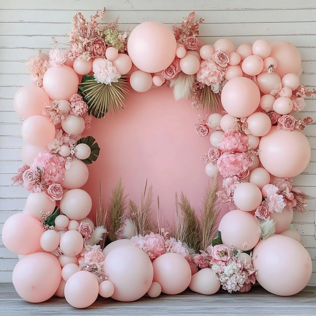 Pastel Pink Balloon Garland Double Stuffed Baby Pink Balloons Arch Light Pink Latex Balloons Different Sizes 18/12/5 Inch Macaron Balloon Kit for Baby Shower Wedding Princess Birthday Party Decor