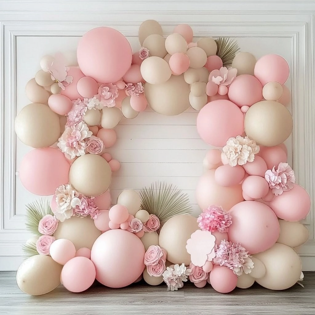 Pastel Pink Balloon Garland Double Stuffed Baby Pink Balloons Arch Light Pink Latex Balloons Different Sizes 18/12/5 Inch Macaron Balloon Kit for Baby Shower Wedding Princess Birthday Party Decor