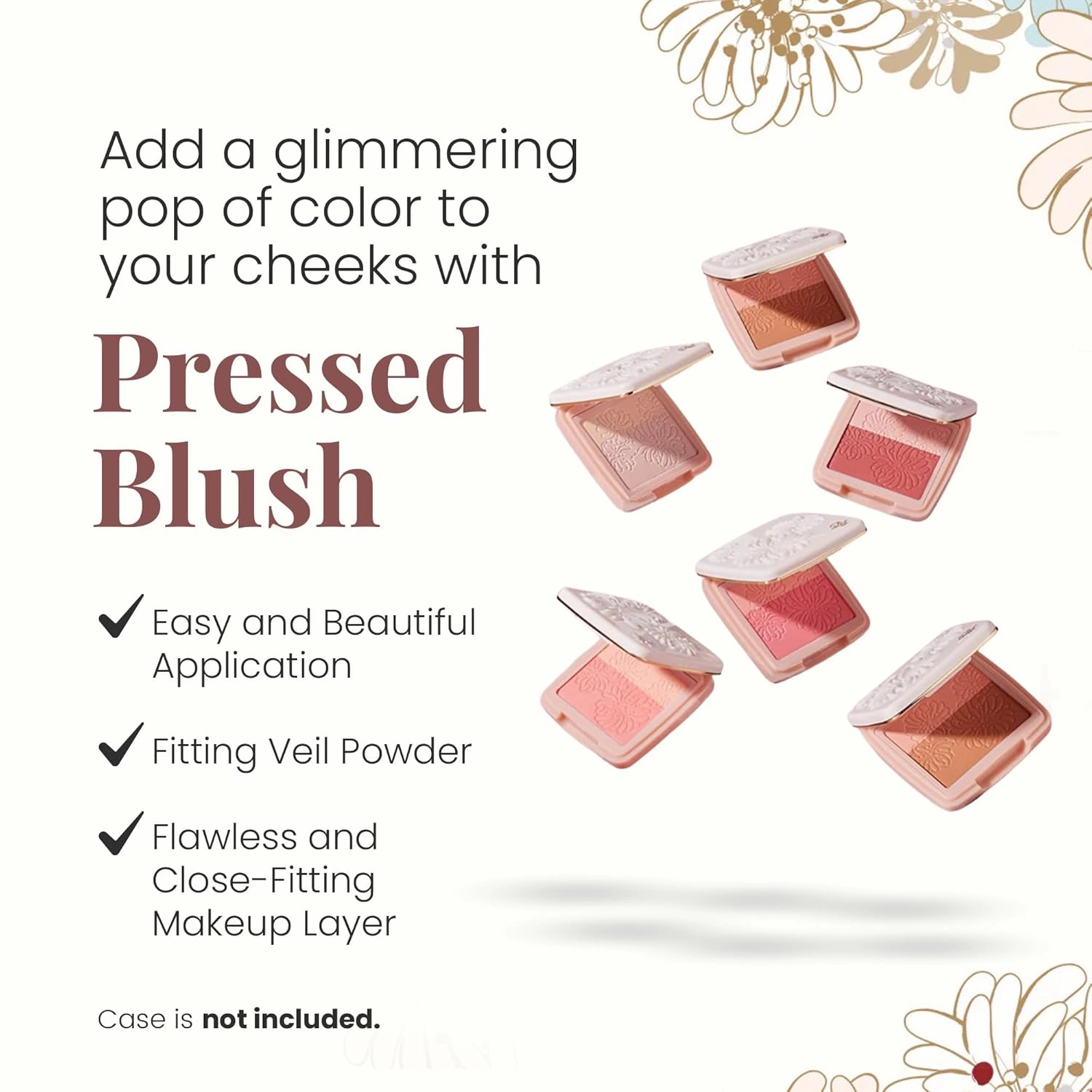 Paul & Joe Pressed Blush Palette Refill Only, Case Sold Separately, Oil-Absorbing Blush Powder, Bi-Color Face Blushes with Fitting Veil Powder, Light Beige and Light Pink, 01 Secret D'Or, 0.17 oz