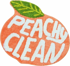 Peach Clean Bath Mat, Decor Door Mat Bathroom Area Rug Peachy, Soft & Absorbent Plush Coral Fabric, Also for Bedroom, Toilet Non-Slip and Washable