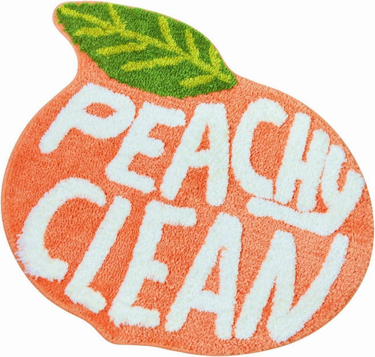 Peach Clean Bath Mat, Decor Door Mat Bathroom Area Rug Peachy, Soft & Absorbent Plush Coral Fabric, Also for Bedroom, Toilet Non-Slip and Washable