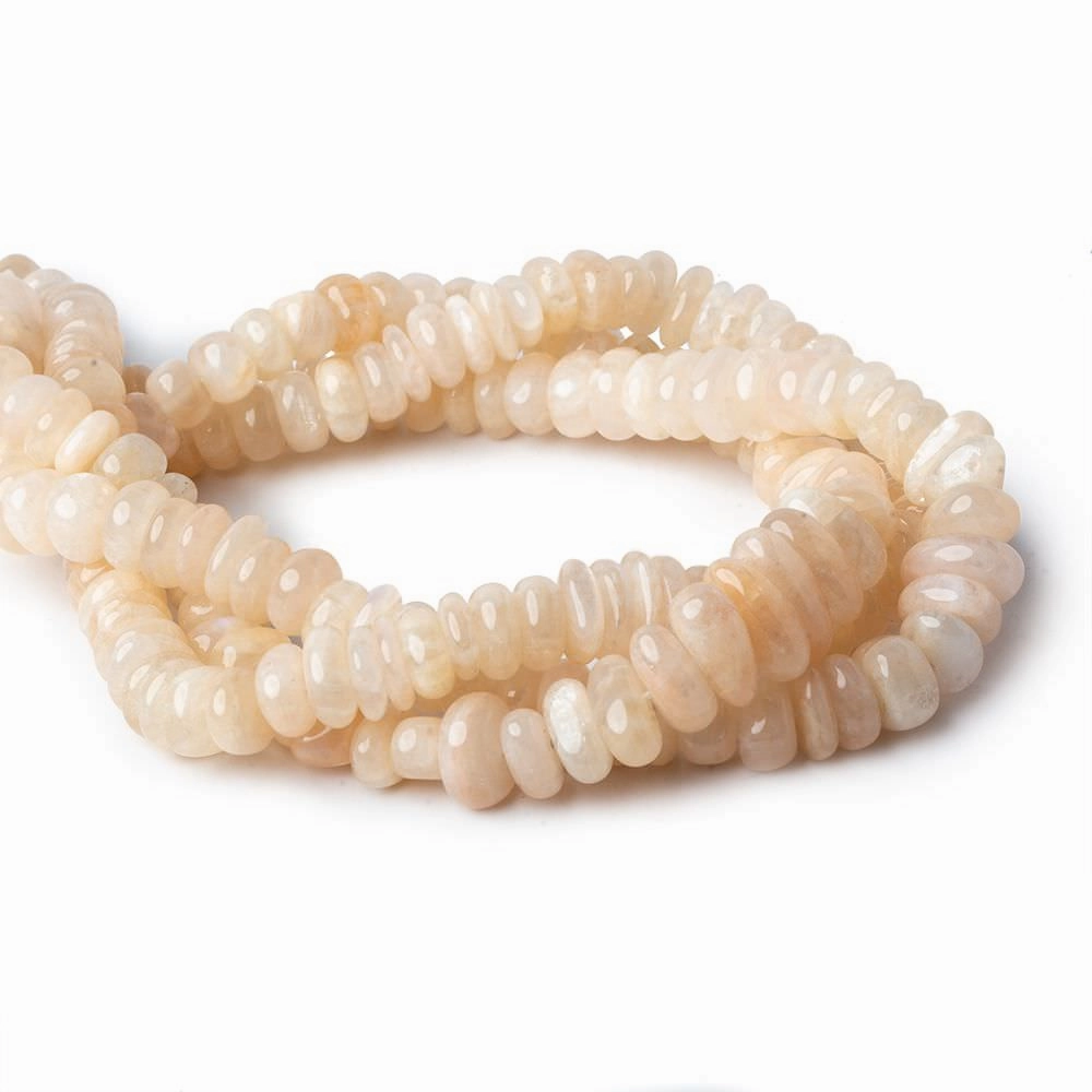 Peach Moonstone & Rainbow Moonstone center drill nuggets 16 inch 72 beads
