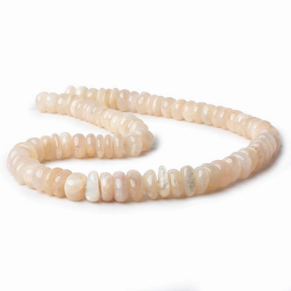 Peach Moonstone & Rainbow Moonstone center drill nuggets 16 inch 72 beads