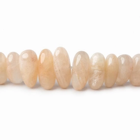 Peach Moonstone & Rainbow Moonstone center drill nuggets 16 inch 72 beads