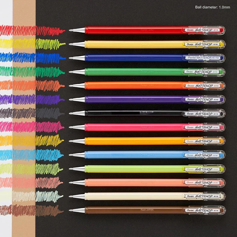 Pentel Hybrid Mattehop Gel Pen - 14 Original   Sweet Colour Set - 1.0 mm