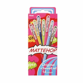Pentel Hybrid Mattehop Gel Pen - 14 Original   Sweet Colour Set - 1.0 mm