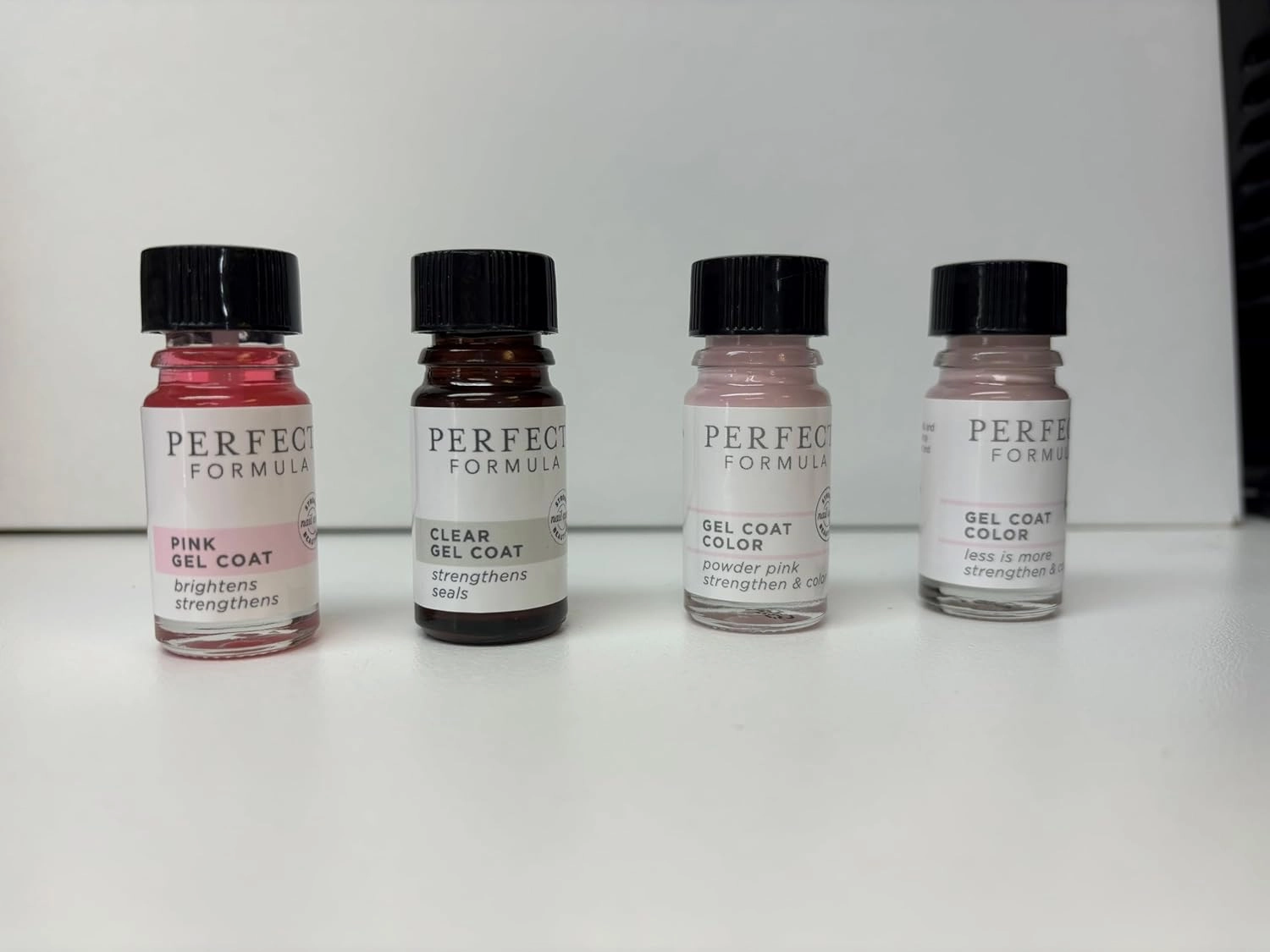 Perfect Formula Gel Coat Manicure Set - Nail Strengthener, Keratin Nail Treatment, Pink, Powder Pink, Taupe and Clear - Nail Strengthener for Damaged Nails - Made In The USA, 0.17 Fl Oz (4 Pieces)