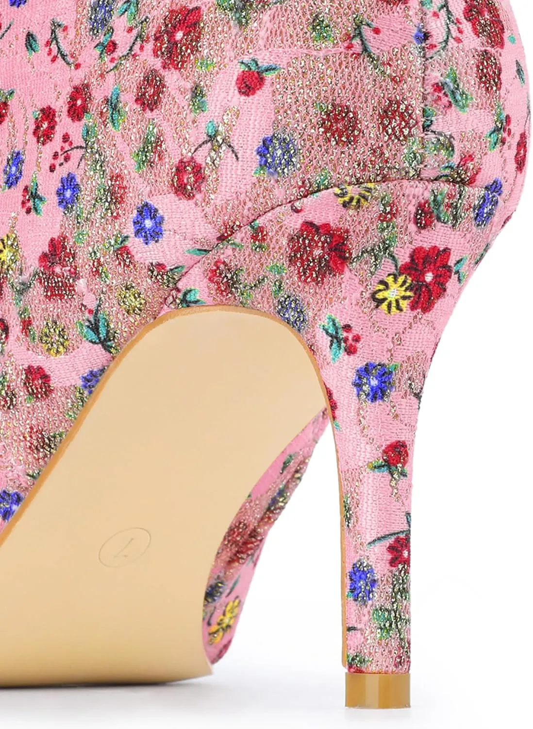 Perphy Floral Knee High Boot Stiletto Heel Floral Boots for Women