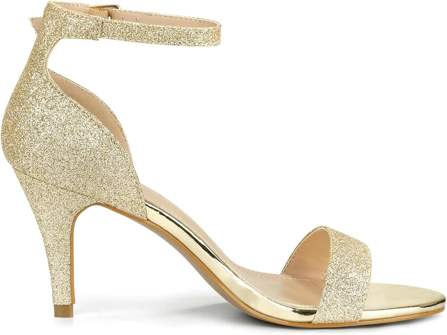 Perphy Glitter Ankle Strap Stiletto Heeled Sandals for Women