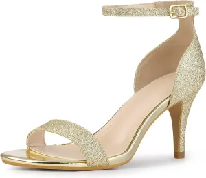 Perphy Glitter Ankle Strap Stiletto Heeled Sandals for Women