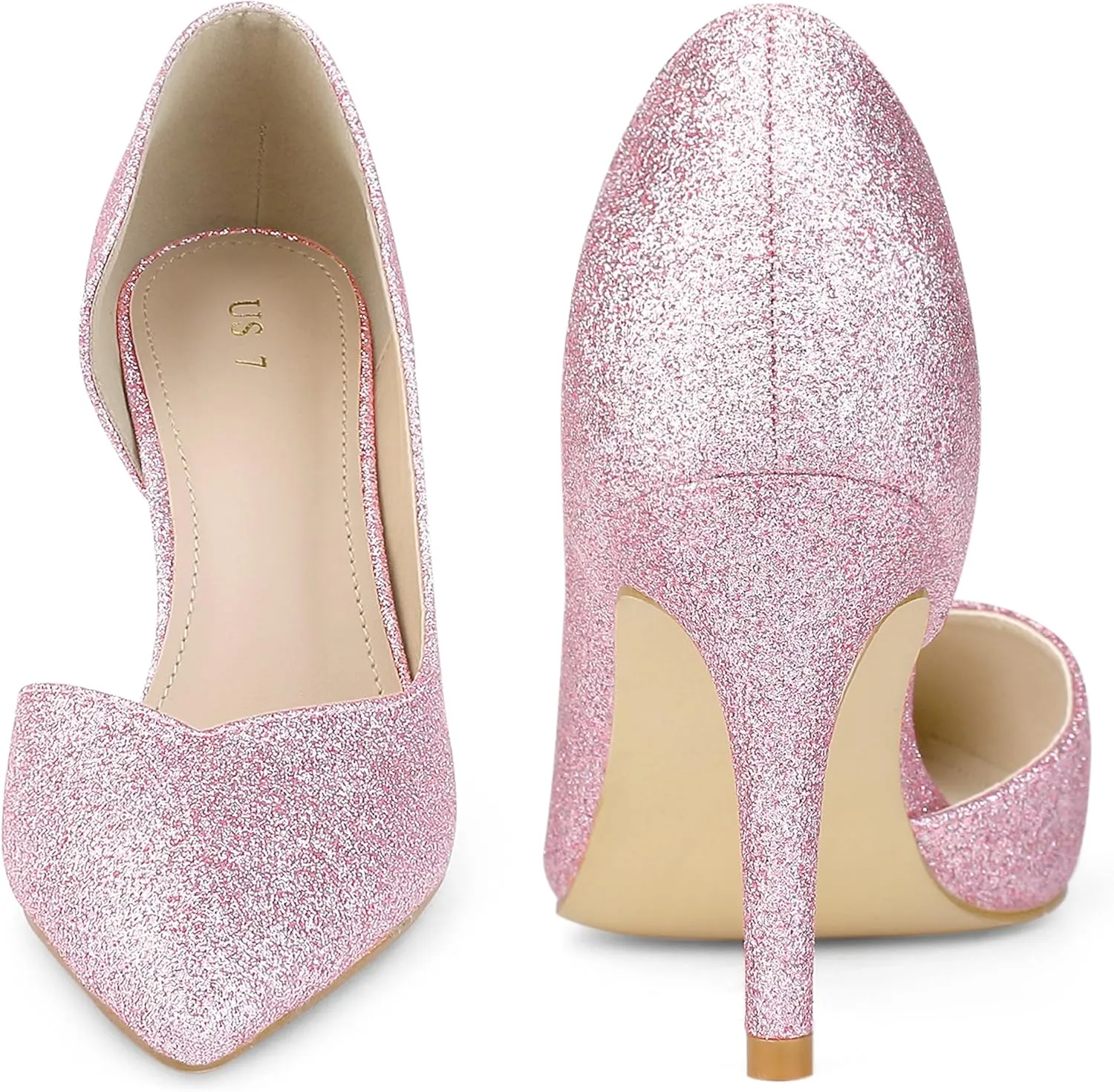Perphy Glitter Pump Pointed Toe Slip-on Stiletto Heels Pumps for Women