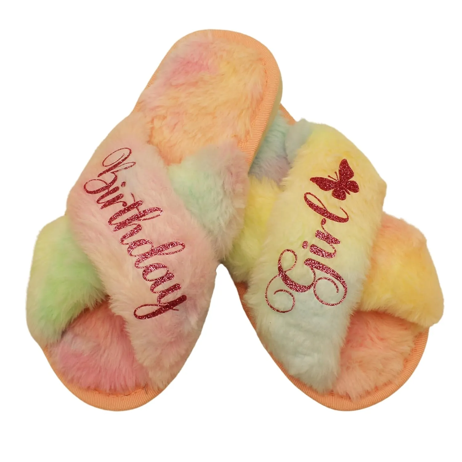 Personalized Girls Slippers for Kids Ages 3 to 10 Years - Non-Skid Soles - Flower Girl Slippers - Slippers for Birthday Parties & More (2.5Y-3Y (9-10Yrs), Multicolor)