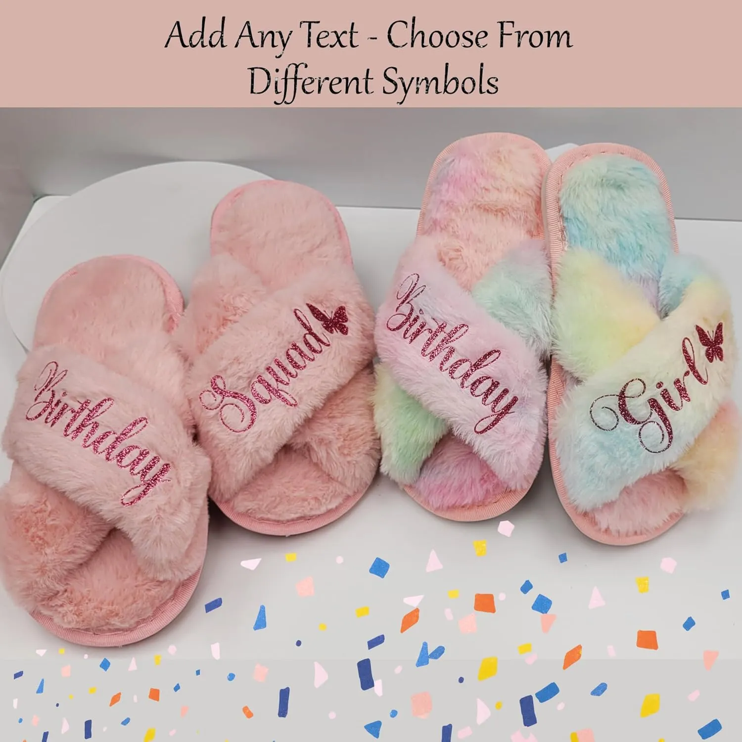 Personalized Girls Slippers for Kids Ages 3 to 10 Years - Non-Skid Soles - Flower Girl Slippers - Slippers for Birthday Parties & More (2.5Y-3Y (9-10Yrs), Multicolor)