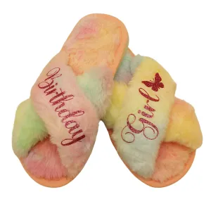 Personalized Girls Slippers for Kids Ages 3 to 10 Years - Non-Skid Soles - Flower Girl Slippers - Slippers for Birthday Parties & More (2.5Y-3Y (9-10Yrs), Multicolor)