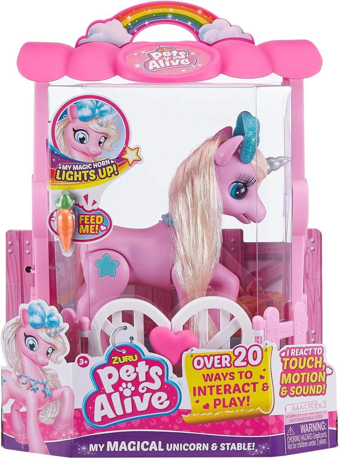Pets Alive My Magical Unicorn in Stable Battery-Powered Interactive Robotic Toy Playset (Pink Unicorn) by ZURU