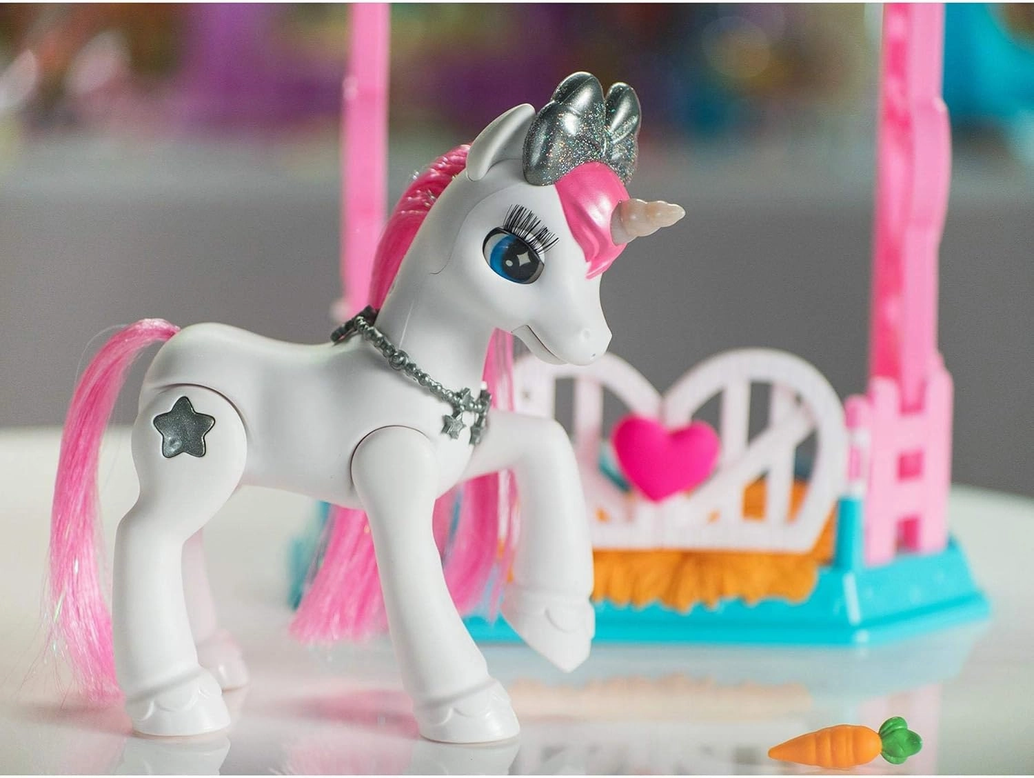 Pets Alive My Magical Unicorn in Stable Battery-Powered Interactive Robotic Toy Playset (Pink Unicorn) by ZURU