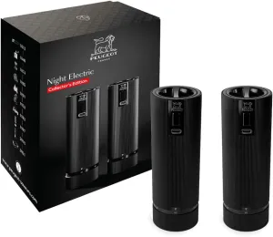PEUGEOT - Duo Pepper Mill   Salt Mill Electric Rechargeable Line u'Select 15cm - Peppercorns   Salt Gemstone Included - 6 Preset Flour Settings - Aluminium - Colour