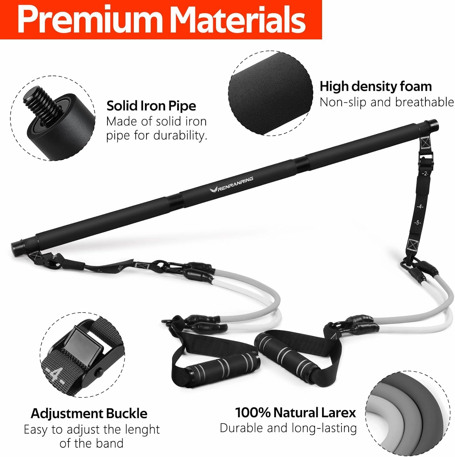 Pilates Bar Kit with Resistance Bands, Multifunctional Pilates Bar for Women & Men with Heavy-Duty Metal Adjustment Buckle, Pilates Home Equipment for Full BodyWorkouts