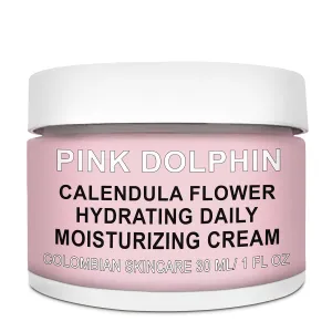Pink Dolphin Calendula Cream Hydrating Daily Moisturizer - Natural Calendula Flowers Soothe Irritation & Promote Healing, Repairs & Rehydrates Dry Skin, Produces Collagen for ALL SKIN TYPES - 1oz