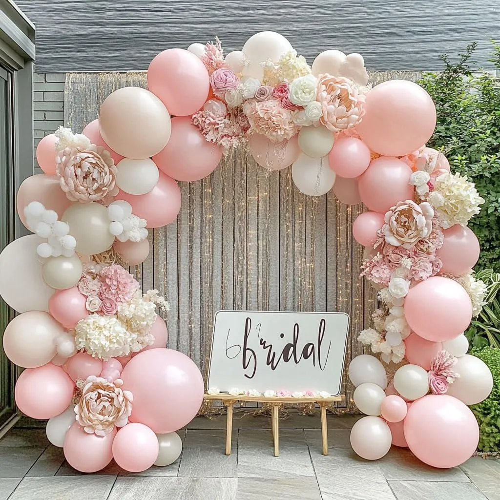 Pink White Balloon Garland Double Stuffed Pink Beige Cream Peach Pastel Balloon Arch Kit Pearl Sand White Balloons for Girl Baby Shower Birthday Wedding Anniversary Party Decoration