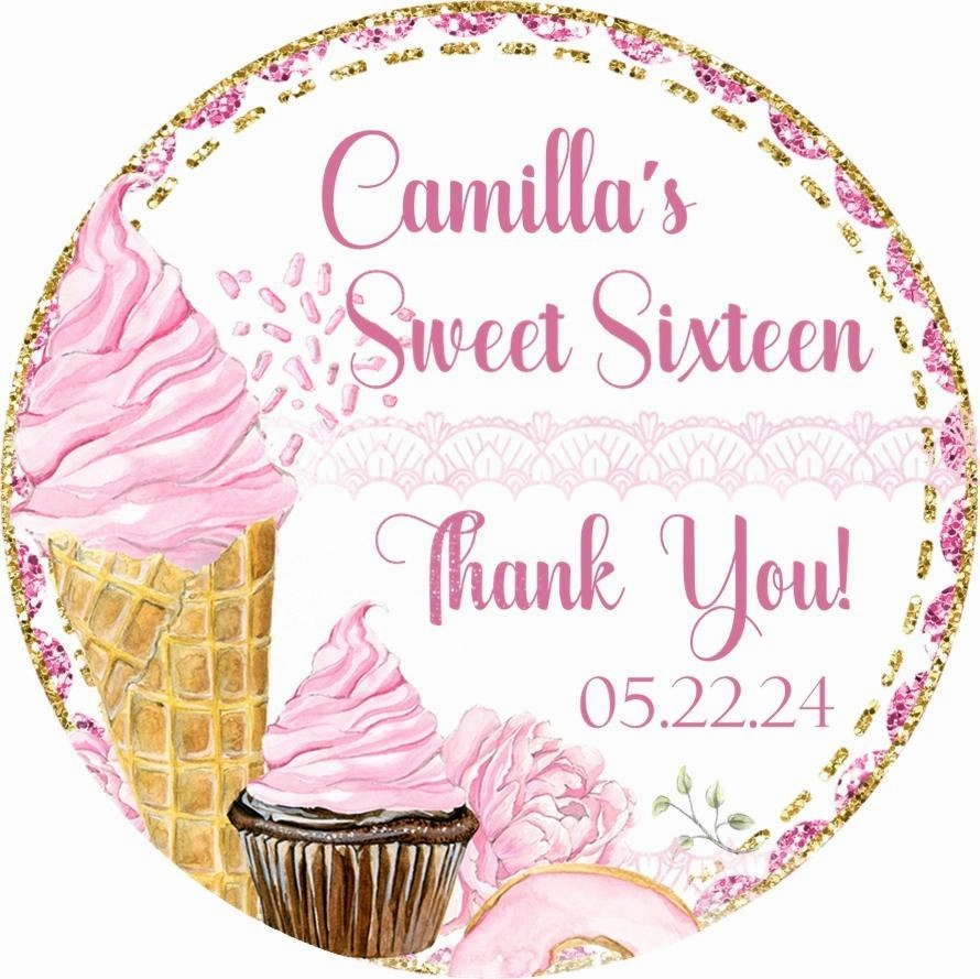 Pink & Gold Candy Sweet 16 Stickers