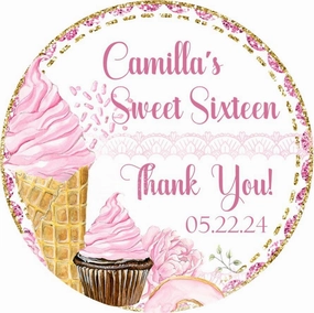 Pink & Gold Candy Sweet 16 Stickers