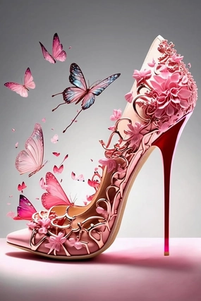 Pink Butterfly Heels Puzzles for Adults 1000 Piece Wooden Jigsaw Puzzle Difficult and Cool- Pink Butterfly Heels- 1000 Pieces Fantasy Puzzles