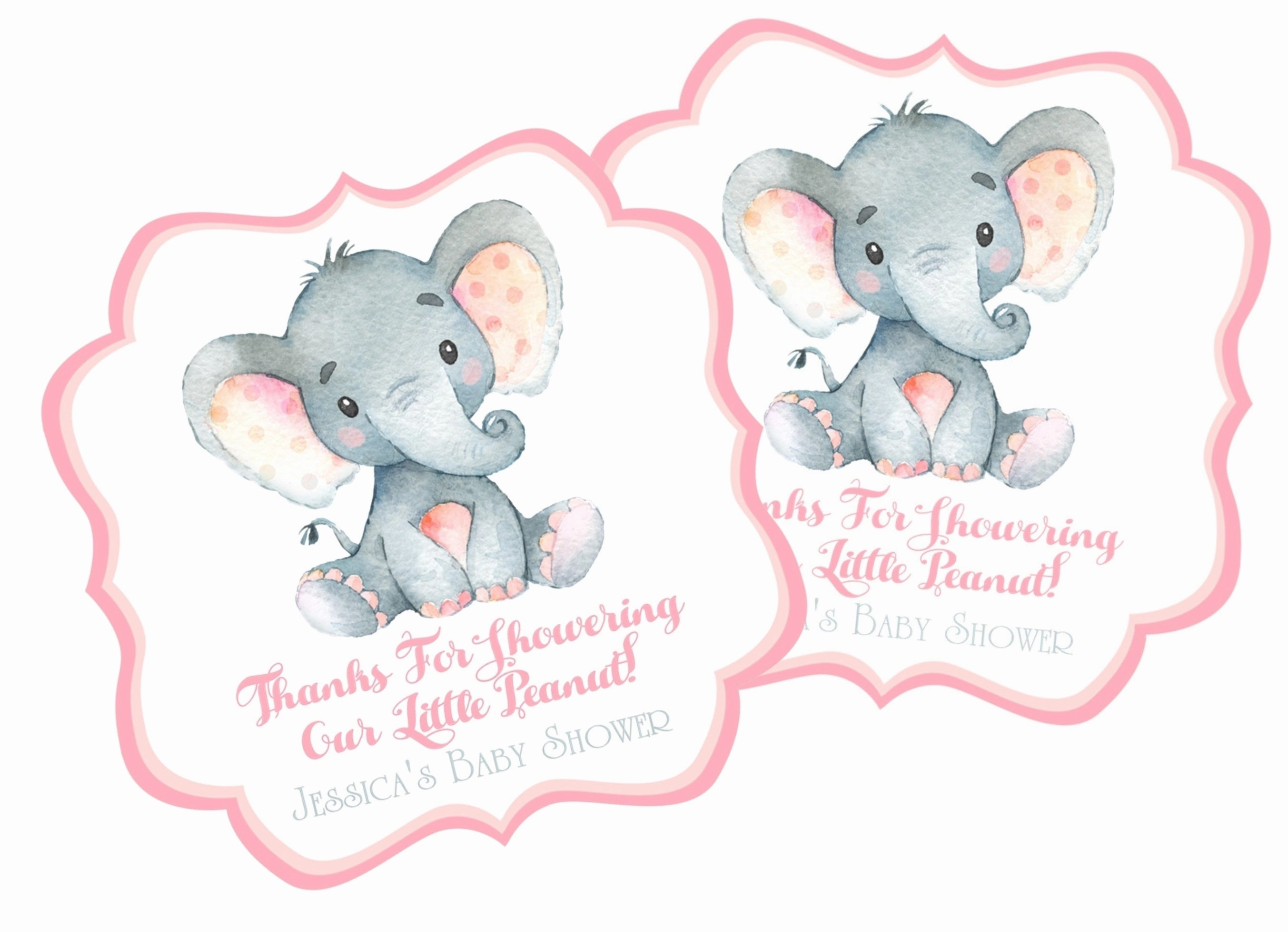 Pink Elephant Baby Shower Stickers