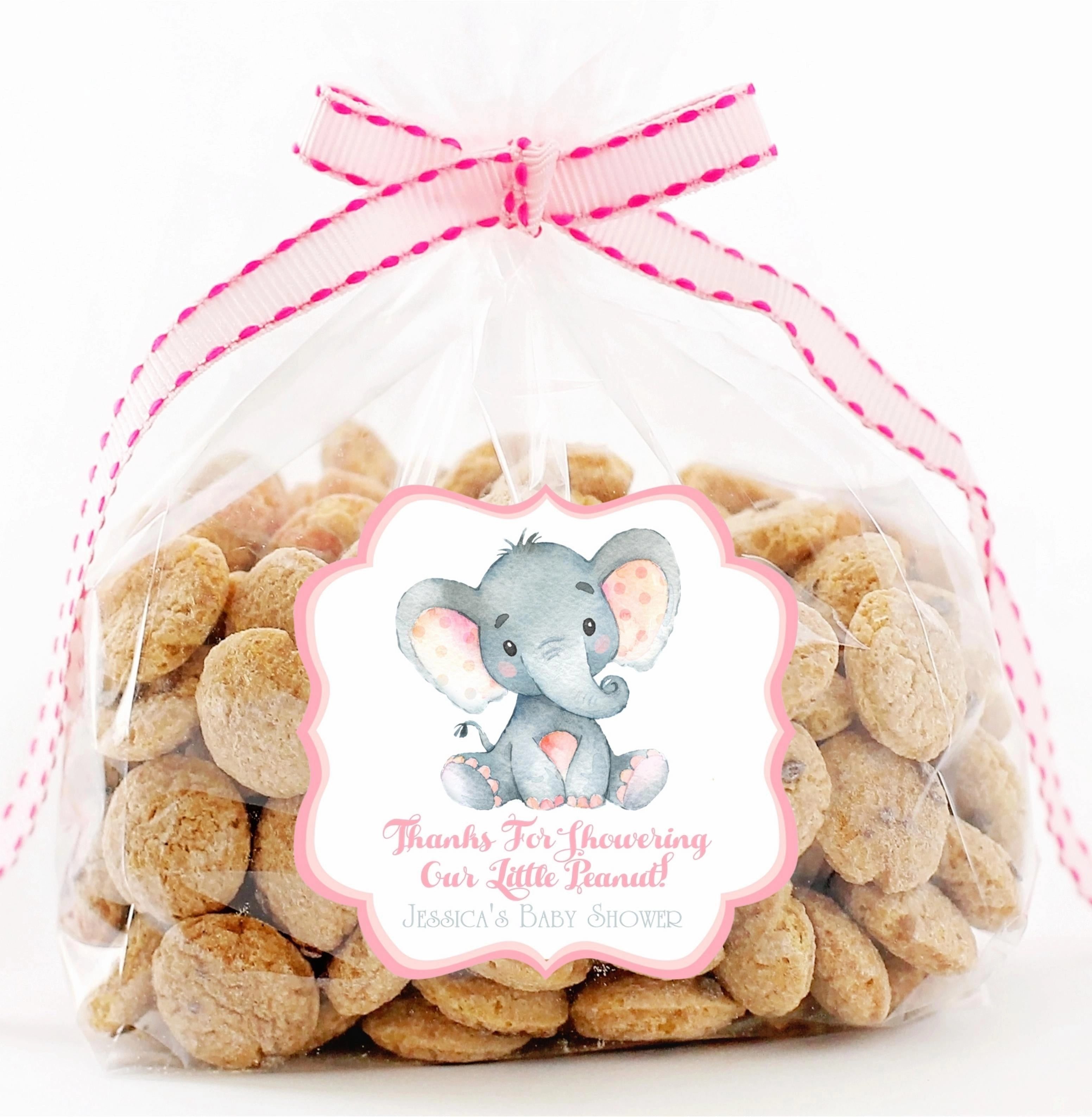 Pink Elephant Baby Shower Stickers