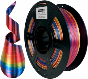 PLA 3D Printer Filament,Spiral PLA Tri-Color Co Extrusion,Red-Yellow-Blue,PLA Silk,Diameter 1.75mm Accuracy  /-0.05mm Net Weight 1kg(2.2lbs)