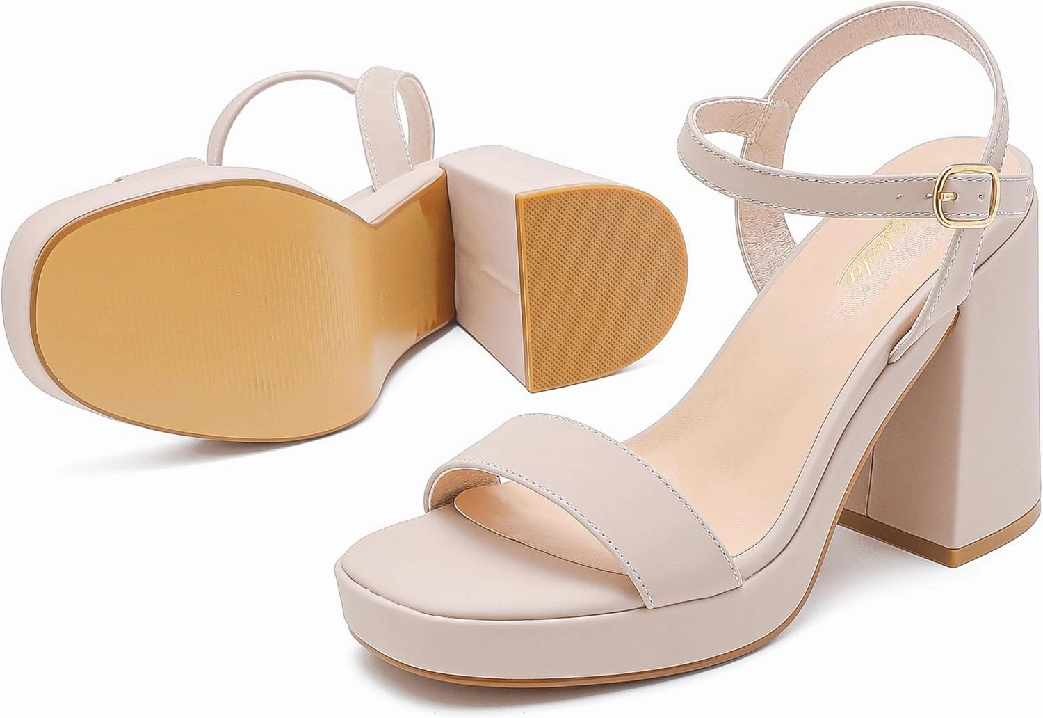 Platform Sandals Women Fashion Block Chunky Heeled Sandals Open Toe High Heels Evening Wedding Party Prom Dance Summer Ankle Strap Dress Shoes