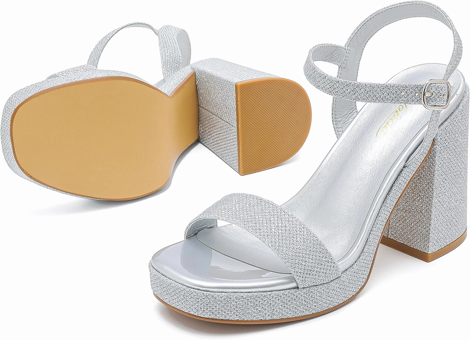 Platform Sandals Women Fashion Block Chunky Heeled Sandals Open Toe High Heels Evening Wedding Party Prom Dance Summer Ankle Strap Dress Shoes