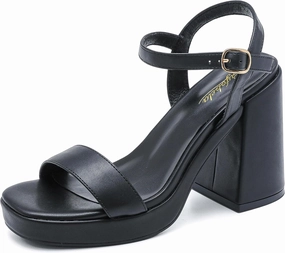 Platform Sandals Women Fashion Block Chunky Heeled Sandals Open Toe High Heels Evening Wedding Party Prom Dance Summer Ankle Strap Dress Shoes