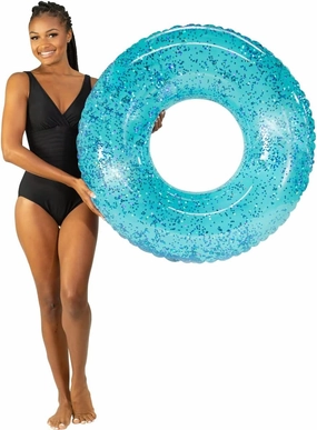 Poolcandy Inflatable Pool Tube Aqua Color Glitter, Large Pool Float for The Beach, Lakes or Any Swimming Pool