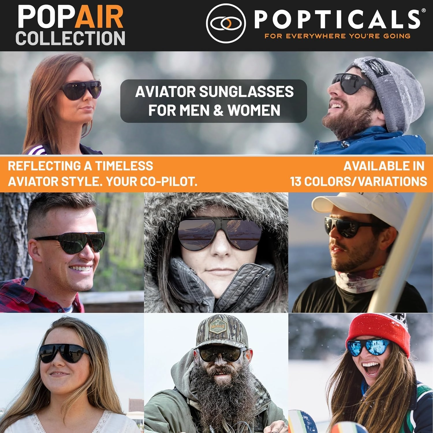 PopAir Foldable and Oversized Aviator Sunglasses for Women and Men