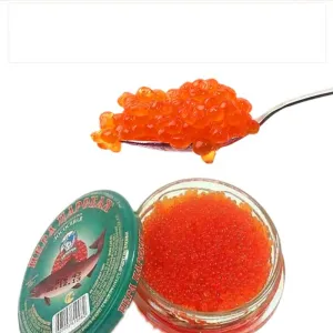Premium Salmon Roe Caviar, 102g, Red-Orange Fish Eggs, Russian Style (red)