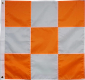Premium Airport Flag Orange and White 36 x 36 Inch- Longest Lasting Oxford Nylon 210D | Edge Double Row Reinforcement Suture | Airfield Vehicle Safety Flags Decoration Gift Yard House Banner