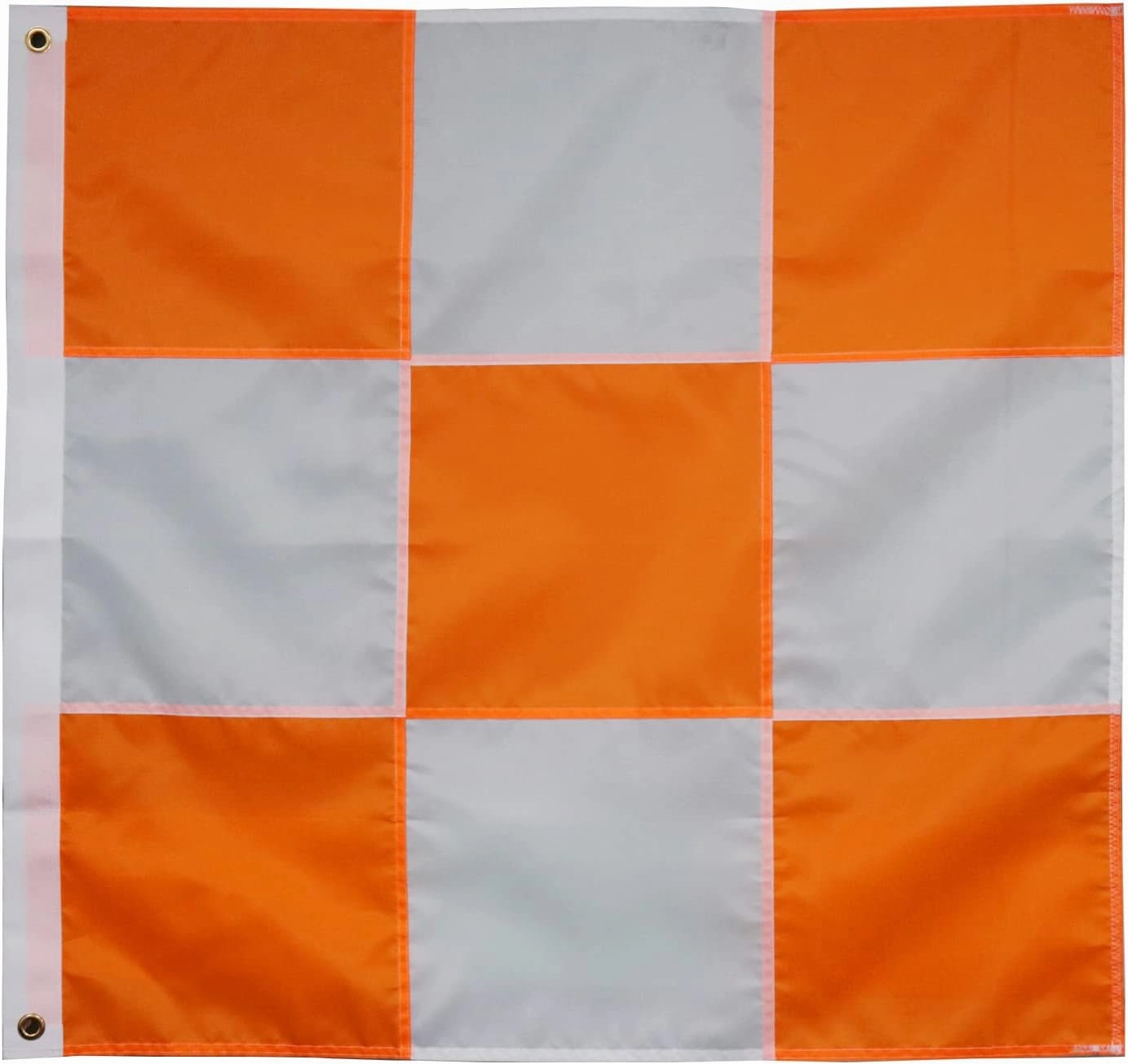 Premium Airport Flag Orange and White 36 x 36 Inch- Longest Lasting Oxford Nylon 210D | Edge Double Row Reinforcement Suture | Airfield Vehicle Safety Flags Decoration Gift Yard House Banner