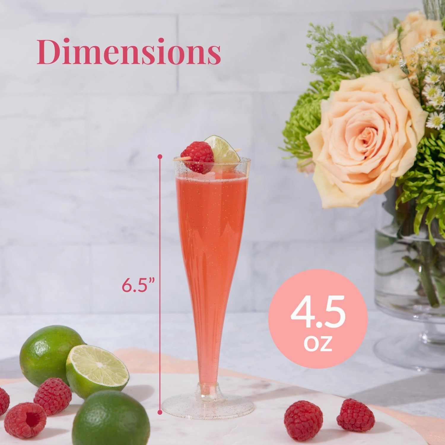 Prestee 100 Gold Plastic Champagne Flutes - 4.5 oz Disposable Champagne Glasses for Toasting at Weddings, Mimosas, Cocktails, Great Gatsby Party Decorations, and Events
