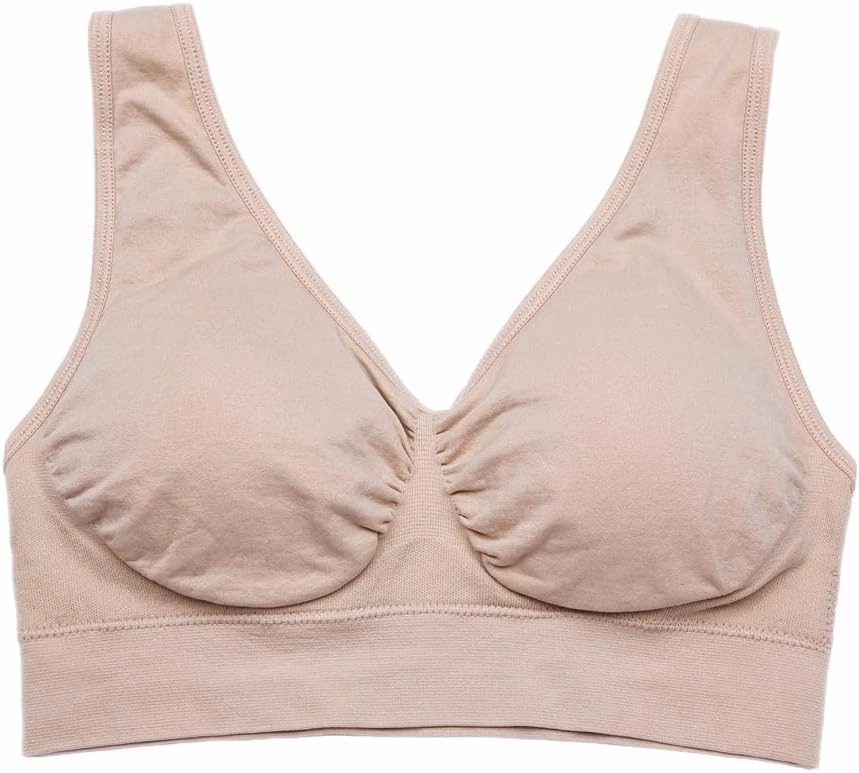 PRETTYWELL Sleep Bras for Women, Comfort Seamless Wireless Stretchy Sports Bra,3 Pack Yoga Bras, with Removable Pads