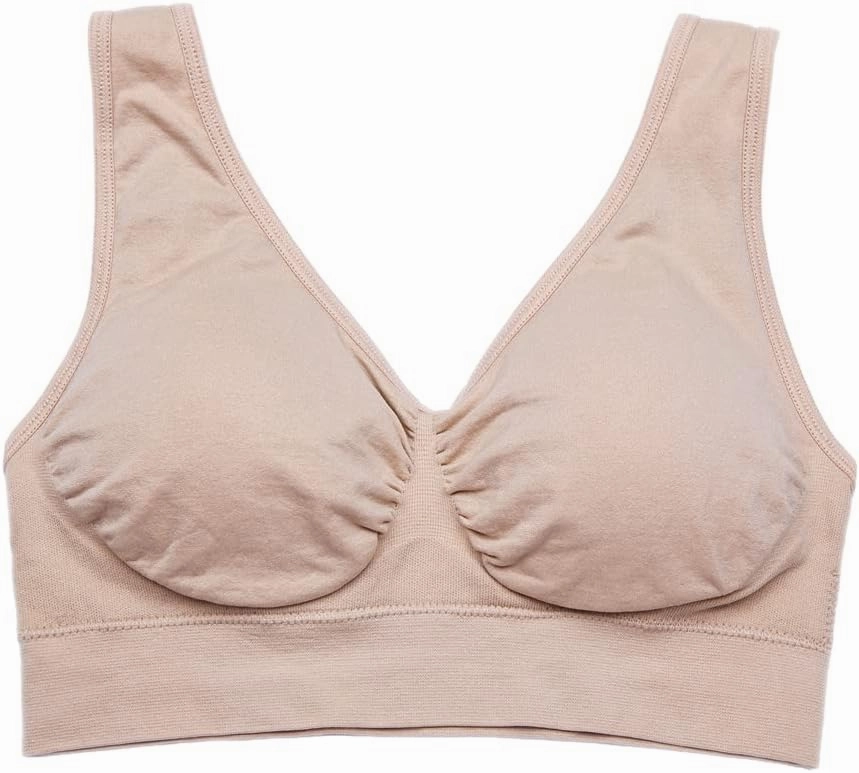 PRETTYWELL Sleep Bras for Women, Comfort Seamless Wireless Stretchy Sports Bra,3 Pack Yoga Bras, with Removable Pads