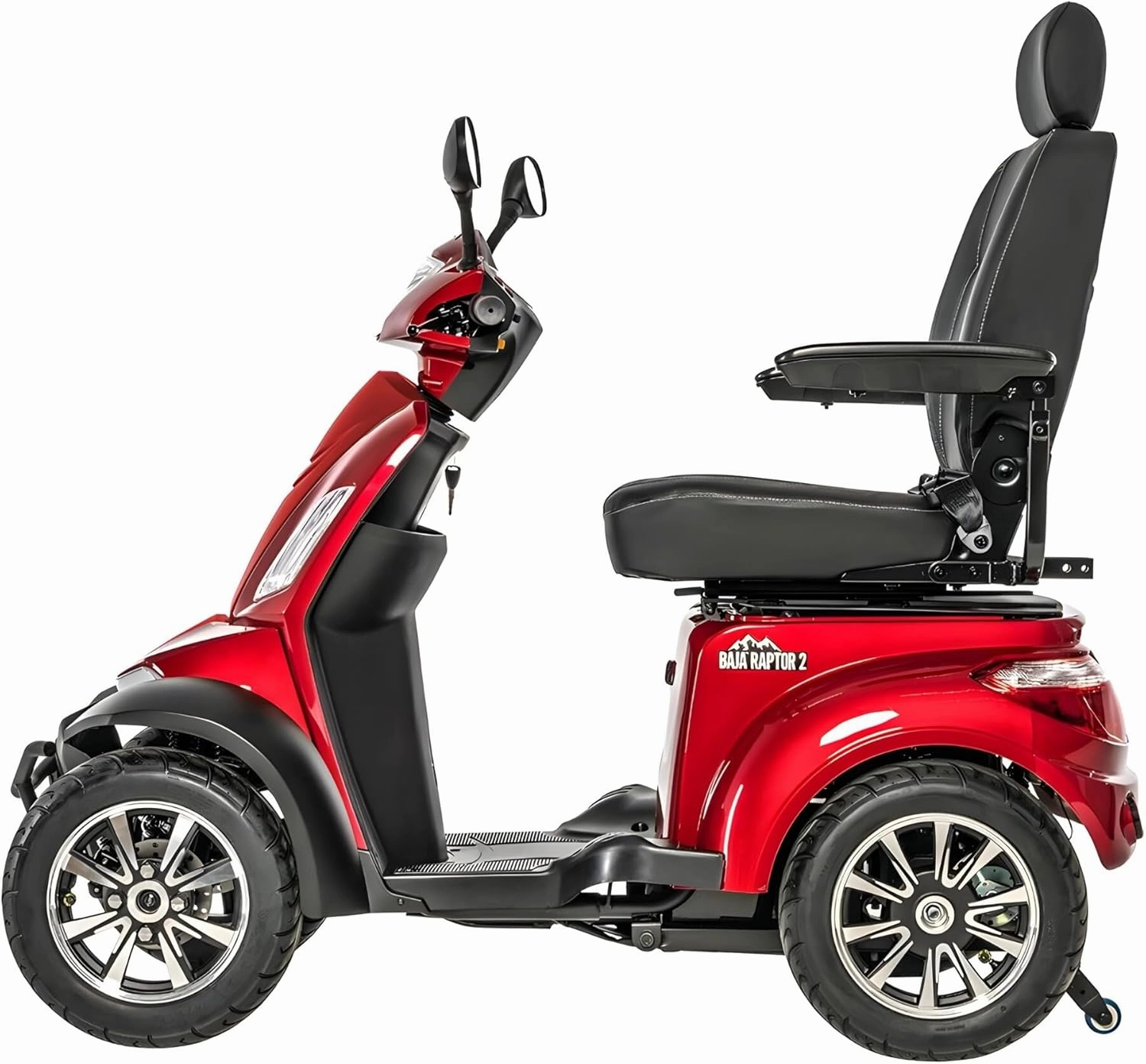 Pride Mobility Baja Raptor 2 4-Wheel Scooter - Comfort Mobility for Adults, 400 Lbs Weight Capacity, 75 Ah Battery, Candy Apple Red, 20"x18" Seat Size - BA340