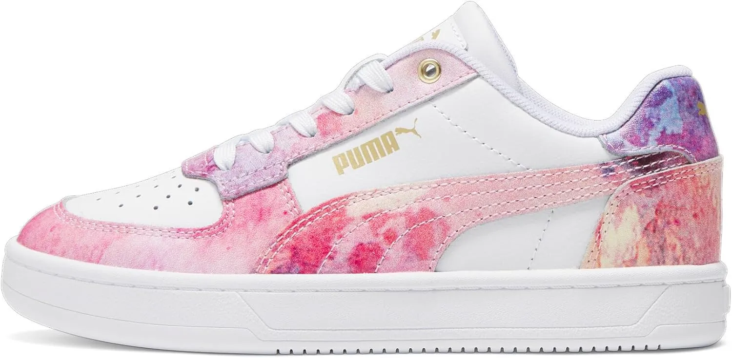 PUMA Caven Sneaker, White-Pink Lilac Team Gold, 6.5 US Unisex Big Kid