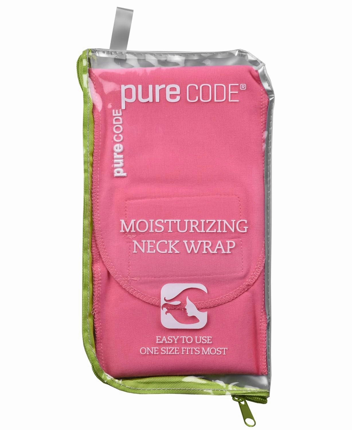 PURE CODE Anti-Aging Moisturizing Gel Neck Wrap for Fine Lines and Wrinkles with Vitamin E, Jojoba and Olive Oils - Adaptable Size Range - Neck Wrinkles Treatment - Neck Patch (Pink)