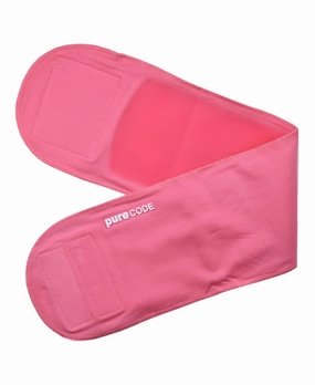 PURE CODE Anti-Aging Moisturizing Gel Neck Wrap for Fine Lines and Wrinkles with Vitamin E, Jojoba and Olive Oils - Adaptable Size Range - Neck Wrinkles Treatment - Neck Patch (Pink)