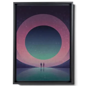 Purple Circle Silkscreen Style Transparent Matte Medium Light Pink And Light Emerald Large Canvas Format, Print